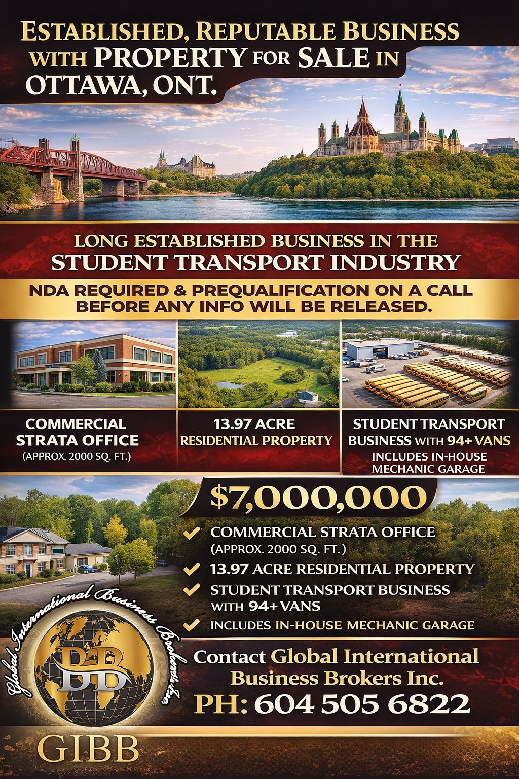 ESTABLISHED STUDENT TRANSPORTATION BUSINESS WITH PROPERTY